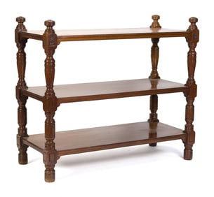 19TH C. LATE REGENCY WALNUT THREE-TIRED SERVER.