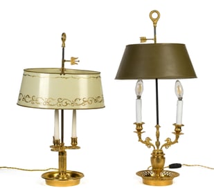 TWO VINTAGE FRENCH BOUILLOTTE LAMPS.