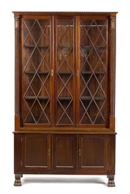 LATE 19TH C. CLASSICAL MAHOGANY BOOKCASE.