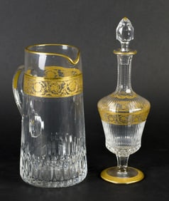 ST. LOUIS CRYSTAL THISTLE PITCHER & DECANTER.