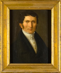 EARLY 19TH C. OIL ON WOOD PANEL, PORTRAIT OF MAN.