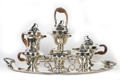 STERLING TEA SET, DANISH STYLE.
