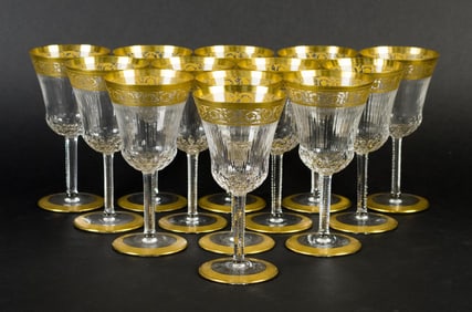 13  ST. LOUIS CRYSTAL THISTLE PATTERN RED WINES.