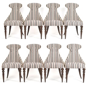 SET OF 8 JULIAN CHICHESTER UPHOLSTERED DINING CHAIRS.