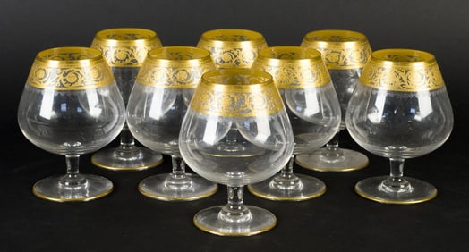 8 ST. LOUIS CRYSTAL THISTLE BRANDY SNIFTERS.