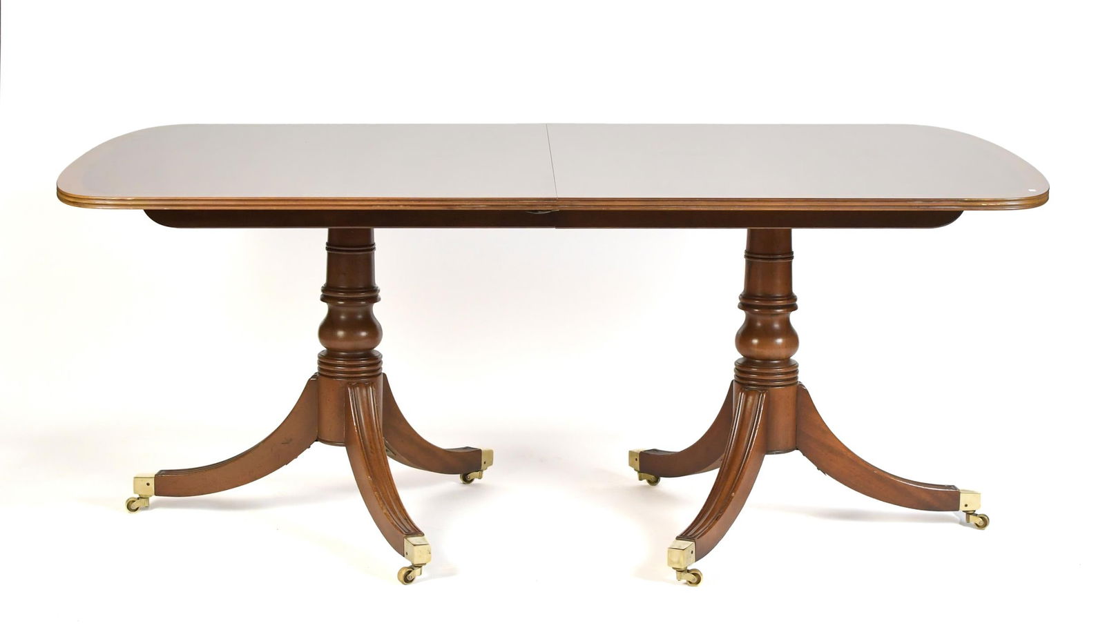 QUALITY 20TH C. DOUBLE PEDESTAL DINING TABLE. (1 of 12)