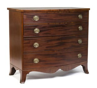 19TH C. AMERICAN FEDERAL BOW FRONT CHEST.