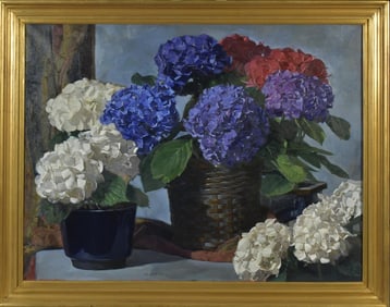 VALDESBEREA OIL, STILL LIFE WITH HYDRANGEA.