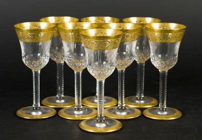 8 ST. LOUIS CRYSTAL THISTLE PATTERN CORDIALS.