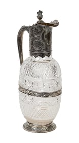 19TH C. HORACE WOODWARD ENGLISH STERLING CLARET JUG.