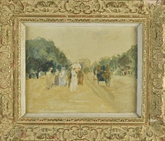 GABRIEL SPAT FRENCH OIL PAINTING, PROMENADE.