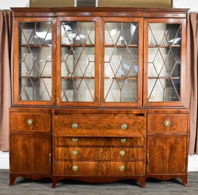19TH C. SECTIONAL GEORGIAN STYLE BREAKFRONT CABINET.