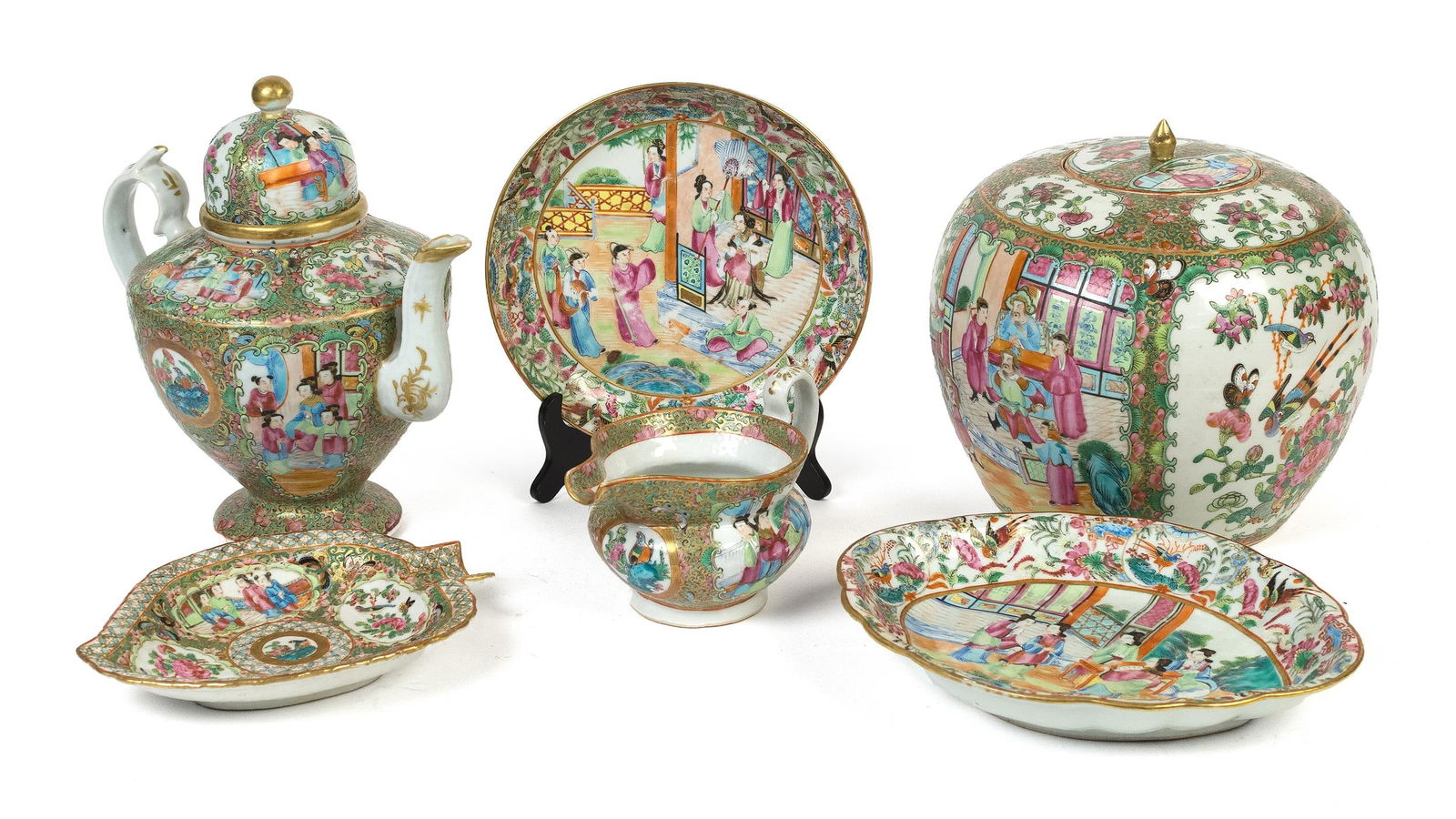 CHINESE FAMILE ROSE & ROSE MEDALLION, 6 PCS. (1 of 13)