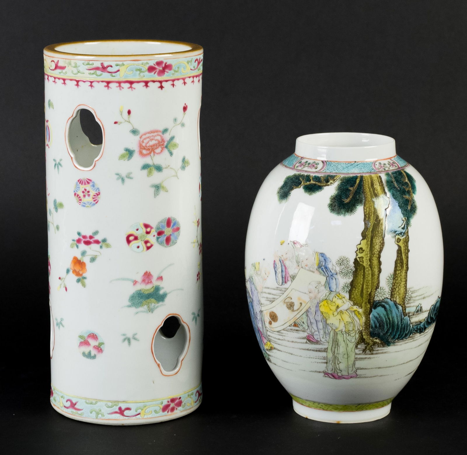 ANTIQUE CHINESE PORCELAIN HAT STAND AND LAMPSHADE. (1 of 11)