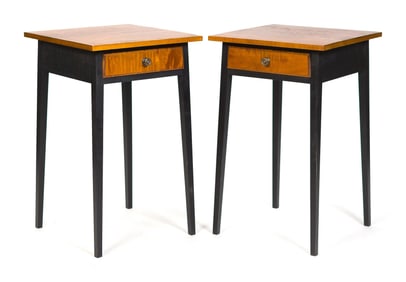 PR. VINTAGE TIGER MAPLE ONE DRAWER STANDS.