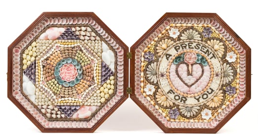 20TH C. DOUBLE SAILORS SHELL VALENTINE.