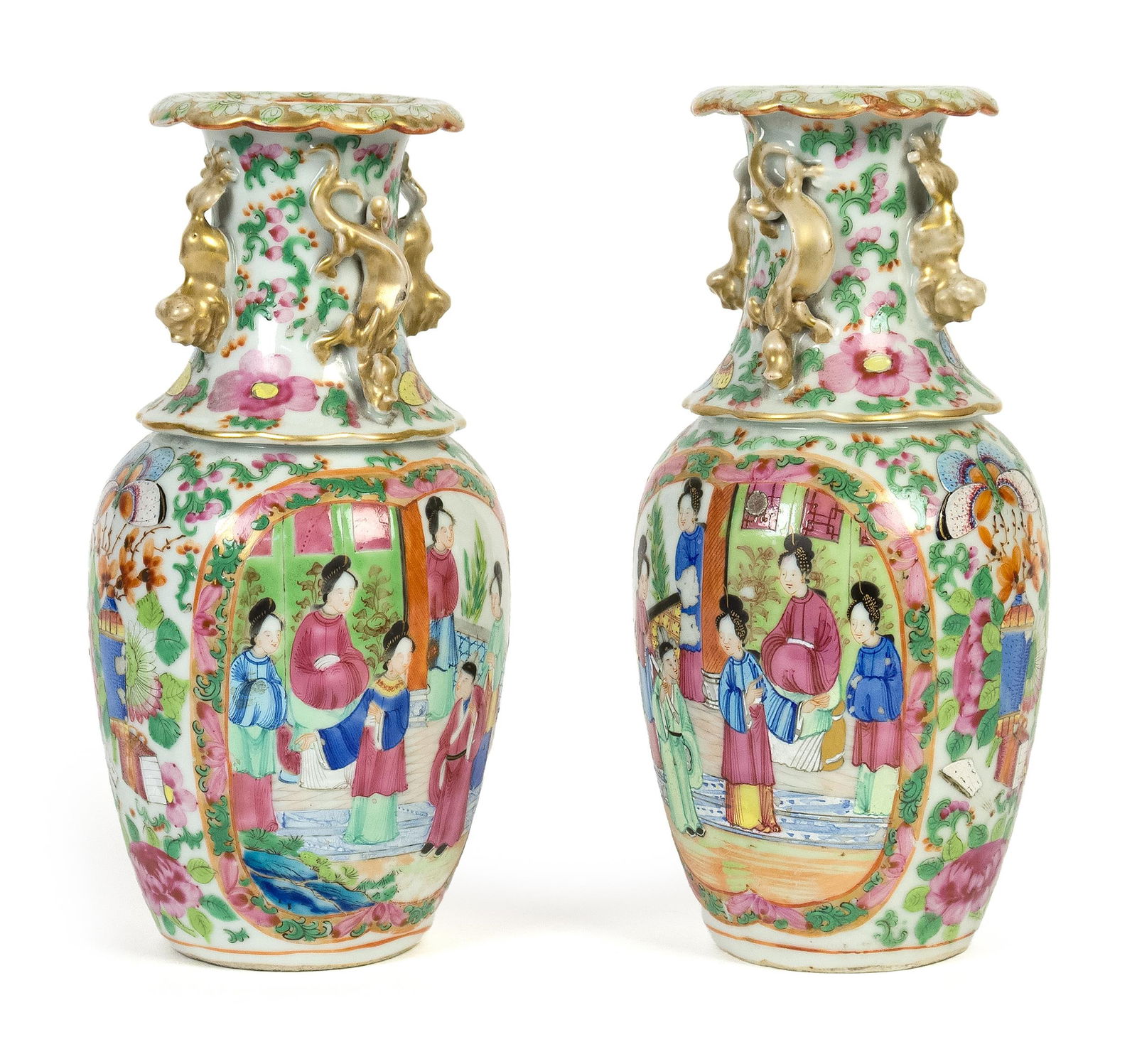 PR. 19TH C. CHINESE FAMILLE ROSE VASES AND PLATES. (1 of 19)