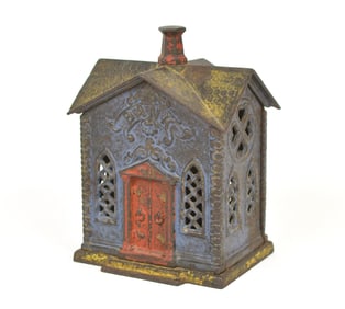 19TH C. CAST IRON STILL BANK.
