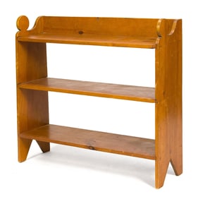 ANTIQUE PINE BUCKET BENCH WITH LOLLIPOP ENDS.