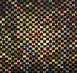 19TH C. SILK AND VELVET CRAZY QUILT.
