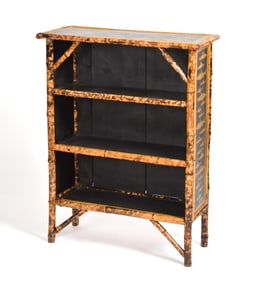 ANTIQUE ENGLISH BAMBOO BOOKCASE.