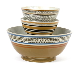 ANTIQUE MOCHA BOWLS, 3PCS.