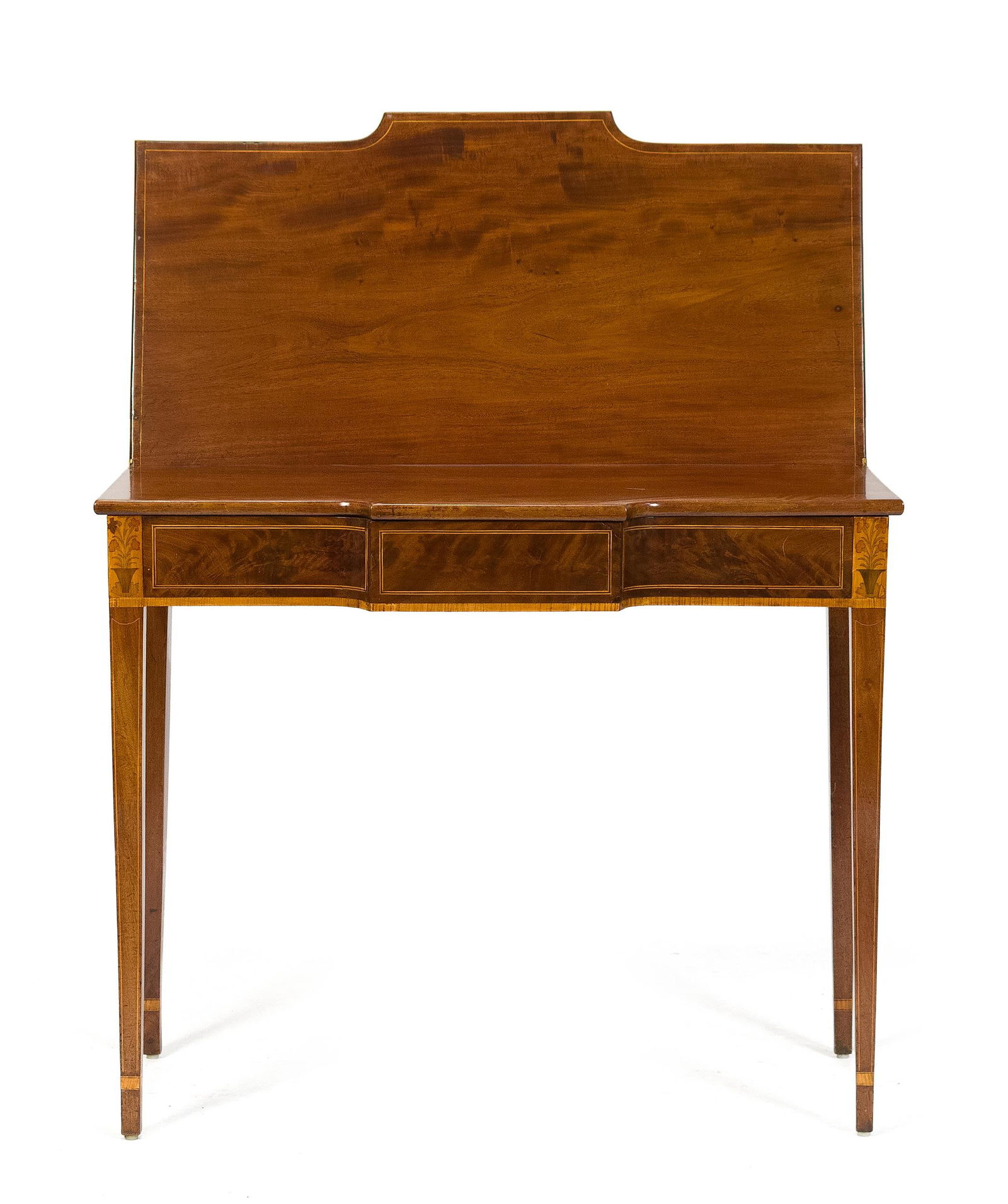 EARLY 19TH C. AMERICAN INLAID FEDERAL CARD TABLE. (1 of 15)