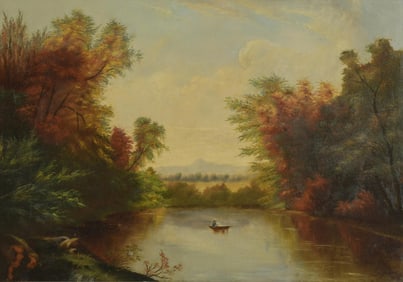 19TH C. NEW ENGLAND AUTUMN LANDSCAPE.