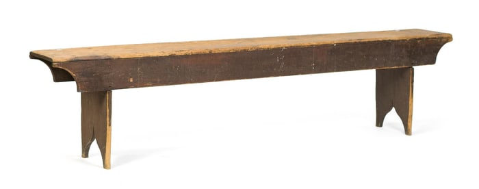 19TH C. PINE PAINTED BENCH.