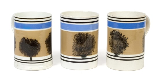 THREE ANTIQUE MOCHA MUGS, 3 OF 4.