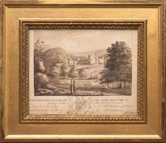 ANTIQUE ENGLISH G.S. GILBERT SKETCH CAERBAYS CASTLE.
