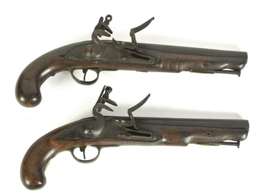 PAIR FLINT LOCK DUELING PISTOLS.