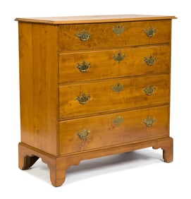 18TH C. COUNTRY CHIPPENDALE MAPLE CHEST.