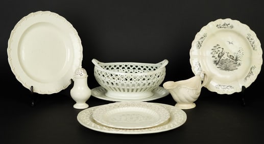 18TH C. ENGLISH CREAMWARE, 8 PCS.