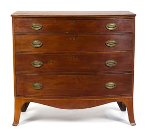 19TH C. AMERICAN MAHOGANY BOW FRONT CHEST.