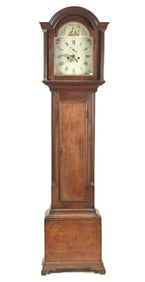 LATE 18TH C. AMERICAN CHERRY CASE TALL CLOCK.