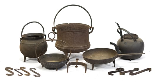 EARLY CAST IRON COOKWARE.