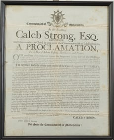 1801 CALEB STRONG MASSACHUSETTS DOCUMENT.