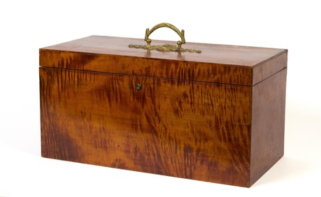ANTIQUE TIGER MAPLE TRUNK.