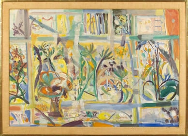 LEOPOLDO PRESAS GOUACHE, ABSTRACT INTERIOR.