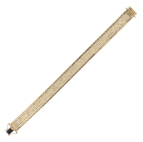 VINTAGE 14K GOLD DIAMOND CUT MESH BRACELET.