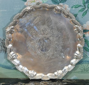 18TH C. ENGLISH SILVER SALVER.
