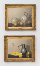 PAIR OF ANSJE VEERKAMP OILS, STILL LIFE.