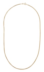 14K YELLOW GOLD WHEAT CHAIN.