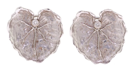 ALETTO & CO. 14K GOLD & DIAMOND LILY PAD EARRINGS.