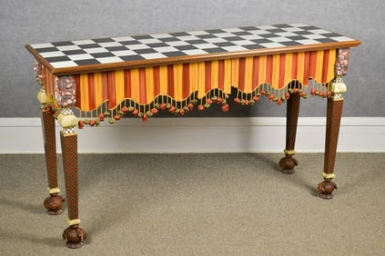 20TH C. MACKENZIE-CHILDS CONSOLE TABLE.