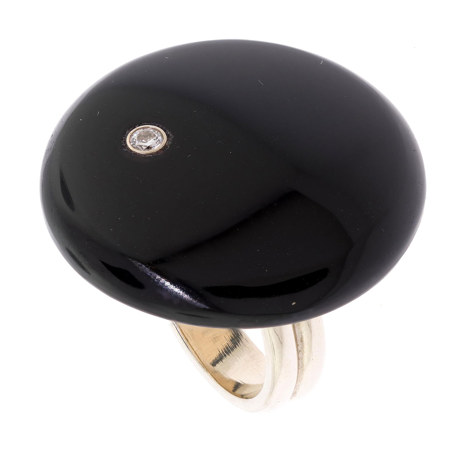 GAUTHIER 14K GOLD BLACK ONYX DISC RING W/ DIAMOND. (1 of 10)