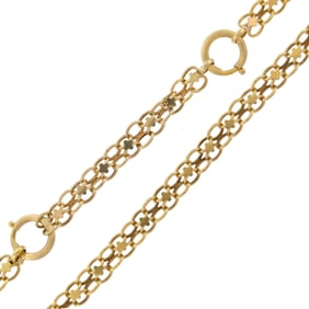 VICTORIAN 14K GOLD CHAIN W/ QUATREFOILS.