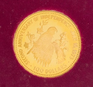 1975 BAHAMAS $100 PROOF GOLD COIN.