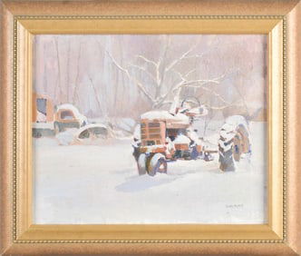 BRIAN SWEETLAND OIL, FARMALL UNDER SNOW.